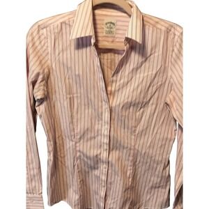 Brooks Brothers Fitted Striped Pink & White Button Down Shirt Women Size 4